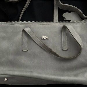 EUC Roots Gray Leather Shoulder Bag